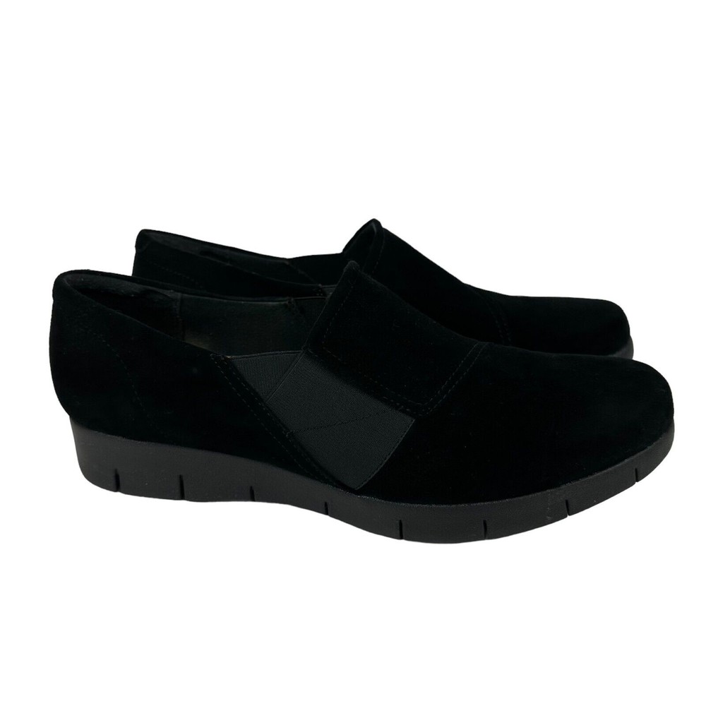 Clark's Artisan Black Velvet Womens Casual Wear Slip On Comfort Shoes Size 12M